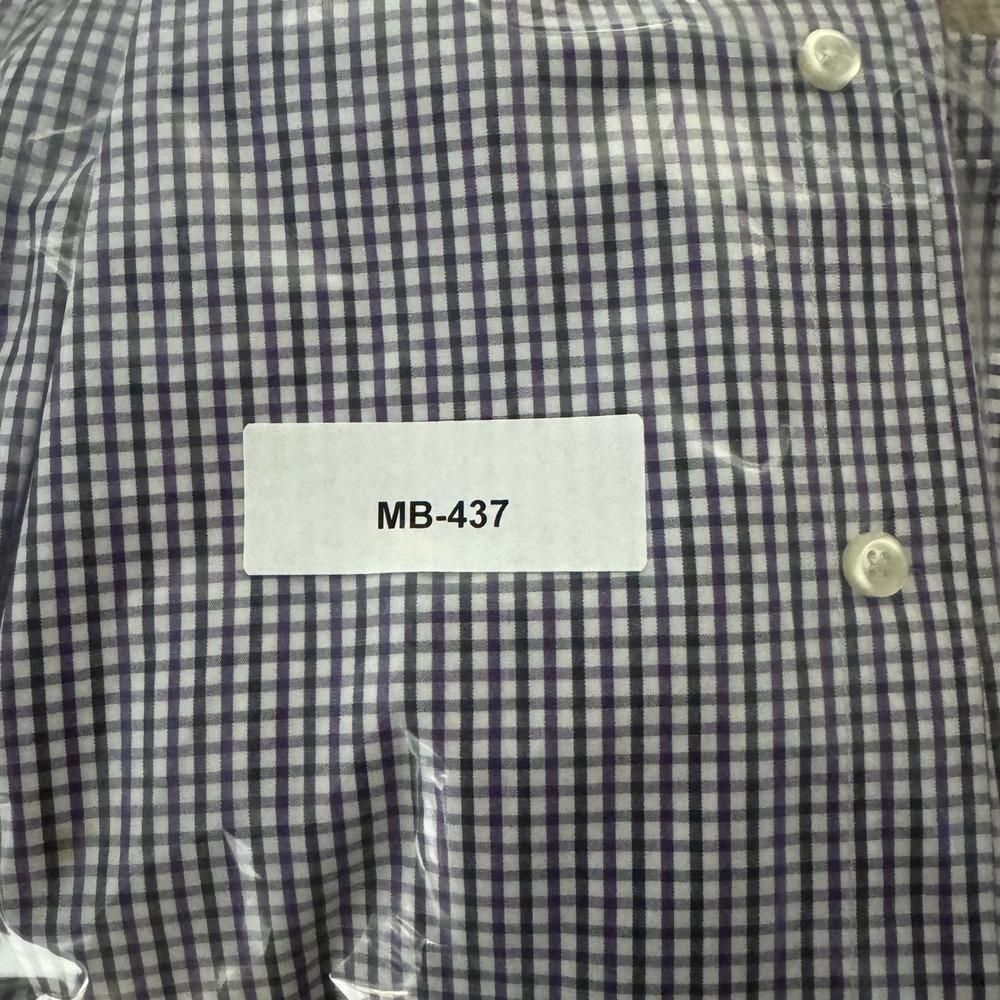 Lands End Mens Purple Gingham Check Long Sleeve Button Down Shirt 15.5 32-33 - Picture 5 of 5